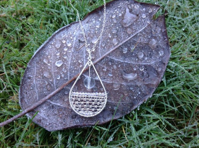 needle lace in silver pendant 2